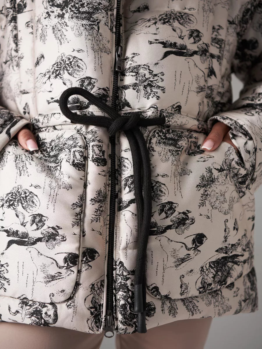 Monochrom Jacquard Daunenmantel