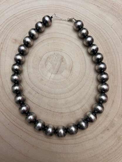 12 mm Sterling Silver Pärlor Statement Halsband - 16 tum