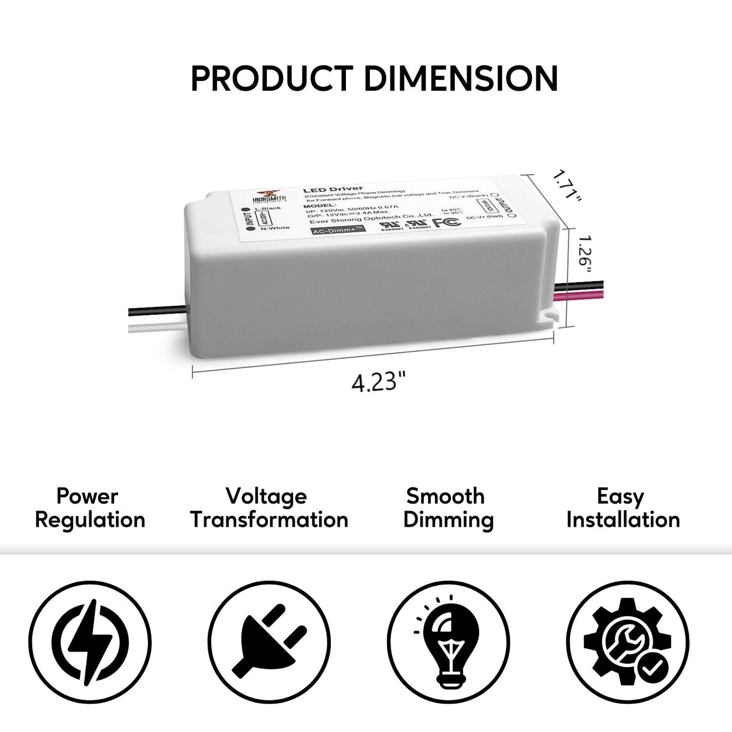 120V -24V 40W | LED-drivrutinleverantör | Triac-dimning