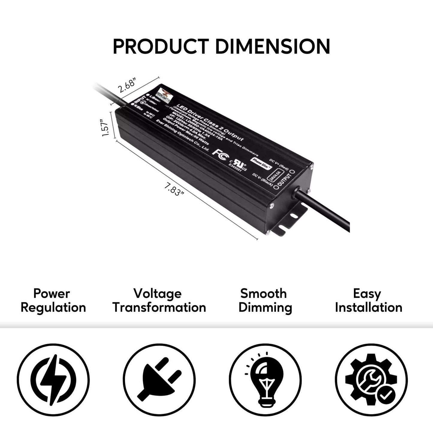 120V -24V DC 96W | LED dimbar drivrutin med Triac