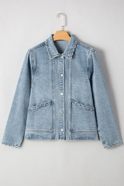 Brooklyn kamskjellkant knappet denimjakke