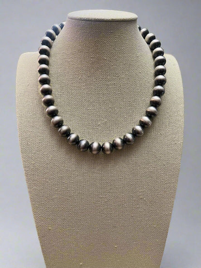 12mm Sterling Silver Pearls Necklace - 18 inch