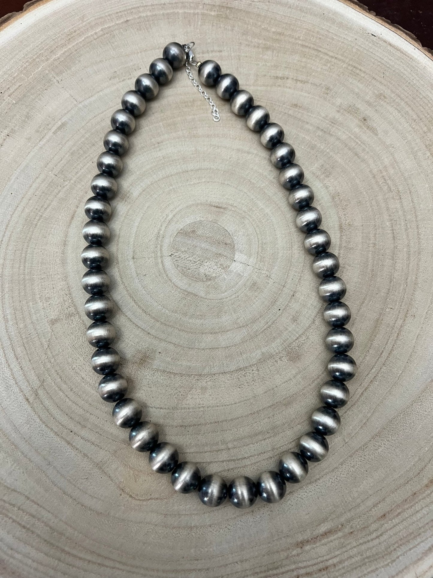 12mm halsband med pärlor i sterlingsilver - 20 tum