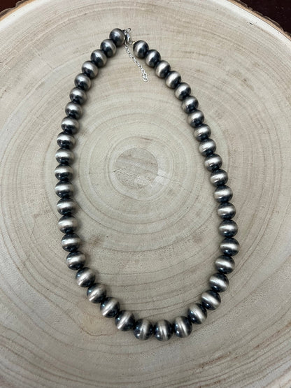 12mm halsband med pärlor i sterlingsilver - 20 tum