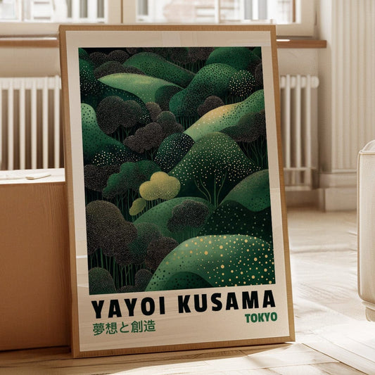 Abstract Green Dreamscape – Kusama-Inspired Forest