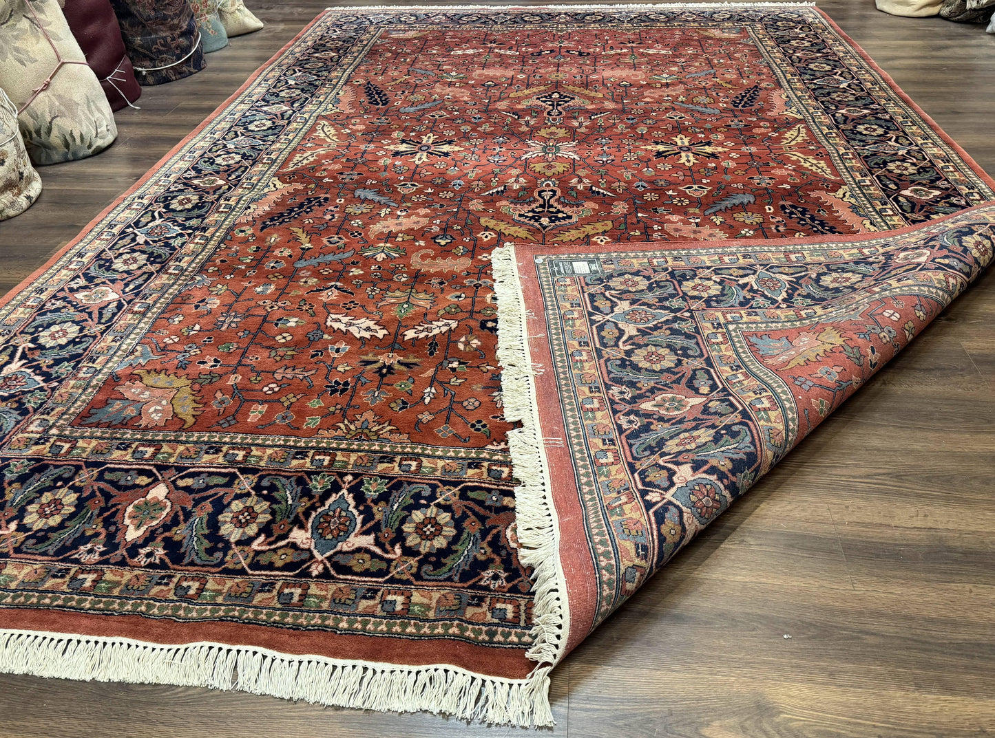 Indo Persian Heriz Rug 10x15, Allover Pattern, Large Wool Handmade Rug