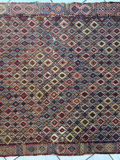 Antique Turkish Jajim Wool Rug 5’6” x 14’5”