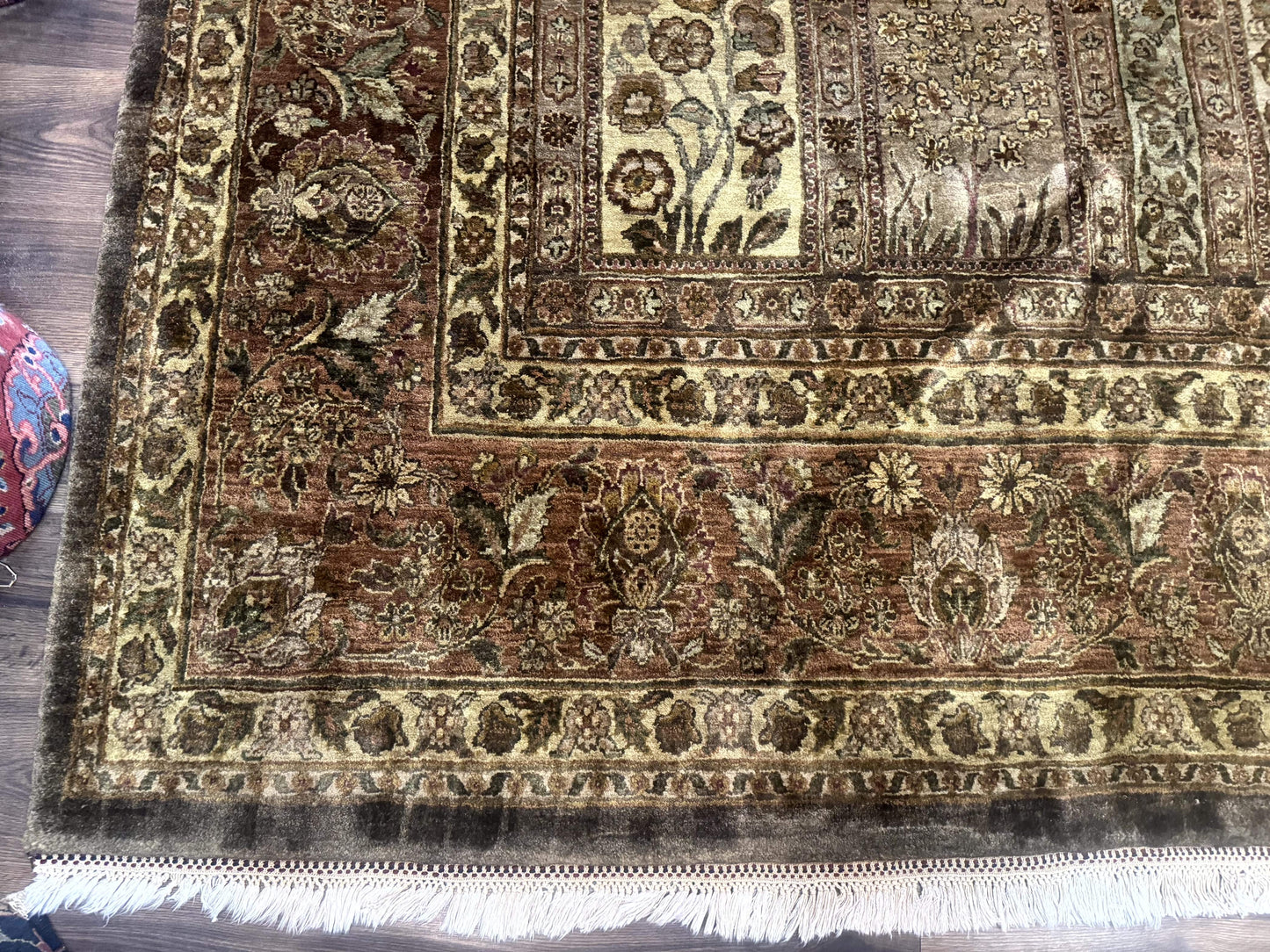 Large Indian Wool Rug 12x14, Wool Handmade Panel Design Carpet, Traditional, Palace Size