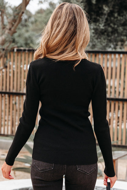 Sweter Amaya z prążkowanego dzianiny z odkrytymi ramionami
