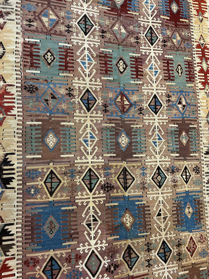 Reyhanli Anatolian 19th C Antique One Of A Kind Kilim Rug 5’ x 8’3”