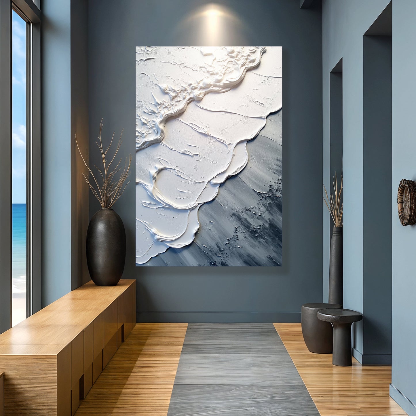 Arte da parete a impasto onda minimalista astratta II
