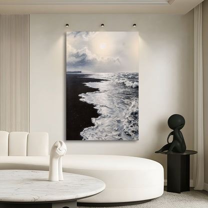 Onde astratte in bianco e nero, arte da parete