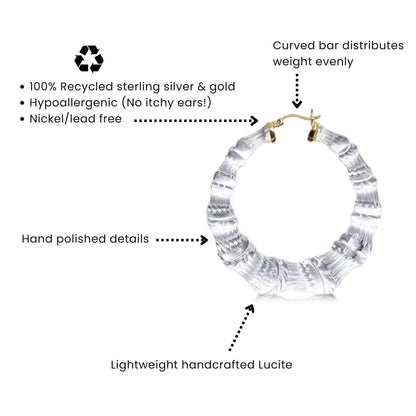 Simply Green Lucite Bamboo Hoop Earrings