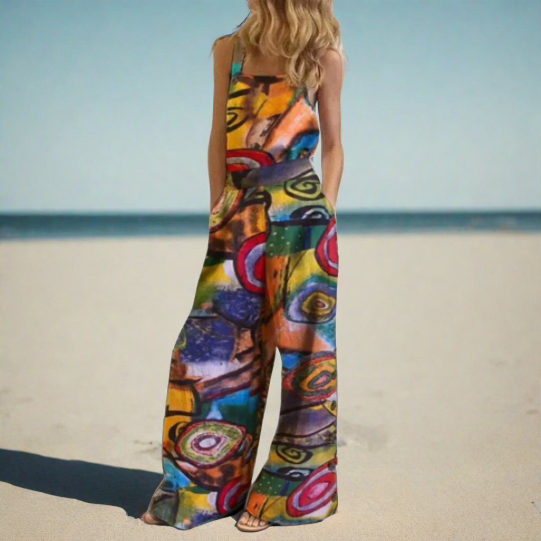 CALISTA | Abstract Open Back Jumpsuit