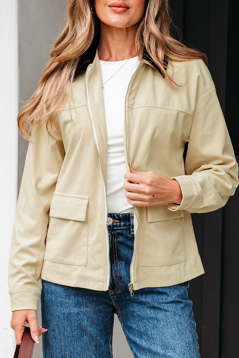 Phoebe strukturierte Reißverschlussjacke
