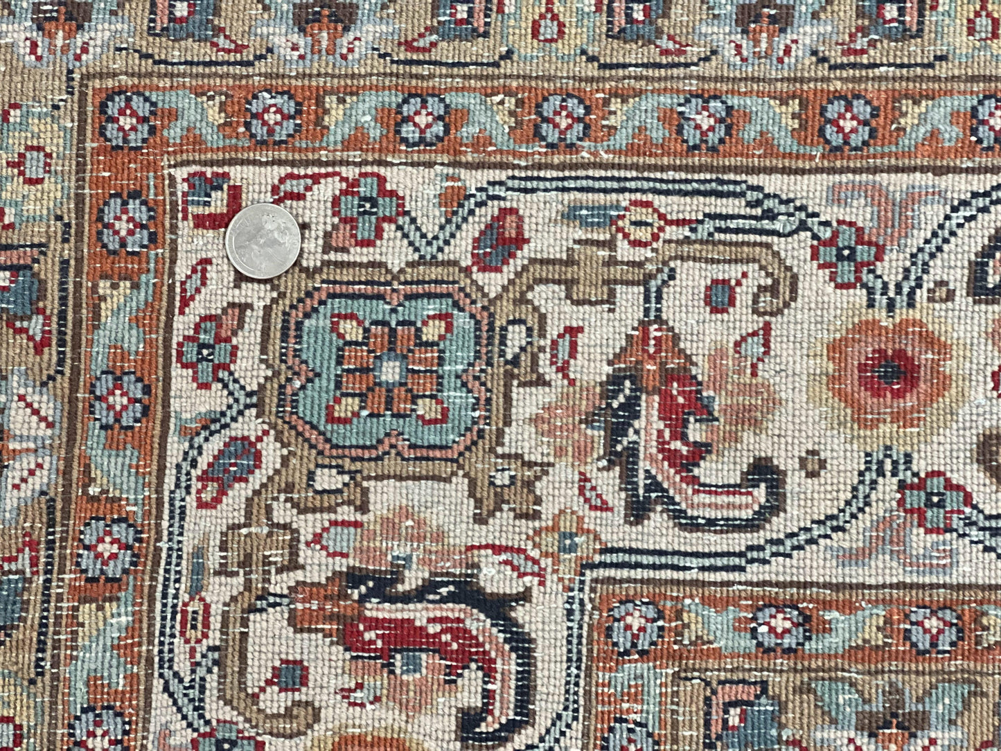 Square Indo Persian Bidjar Rug 10x10, Red, Handmade Vintage Wool Carpet