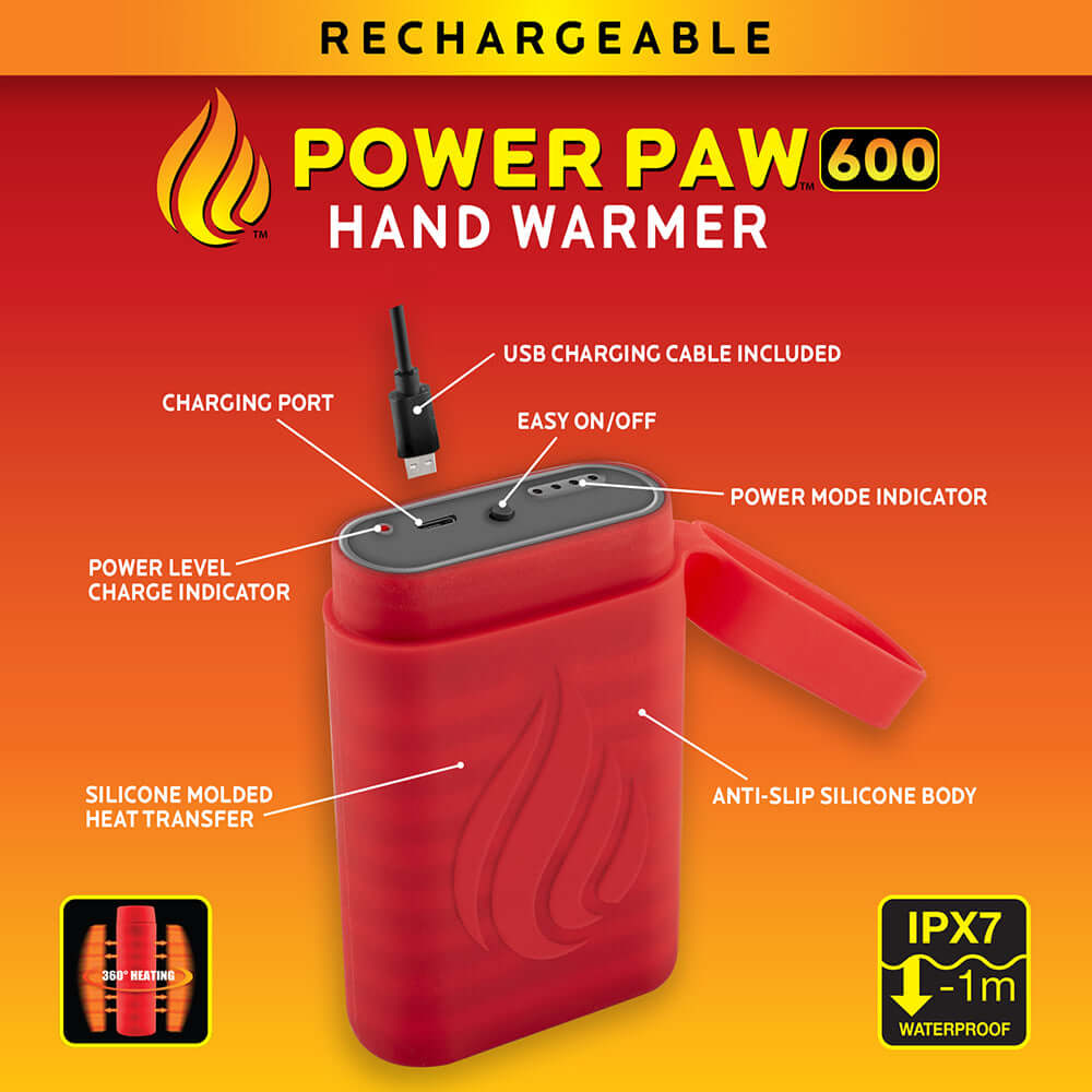 POWERPAW IPX7 Waterproof Rechargeable Hand Warmer