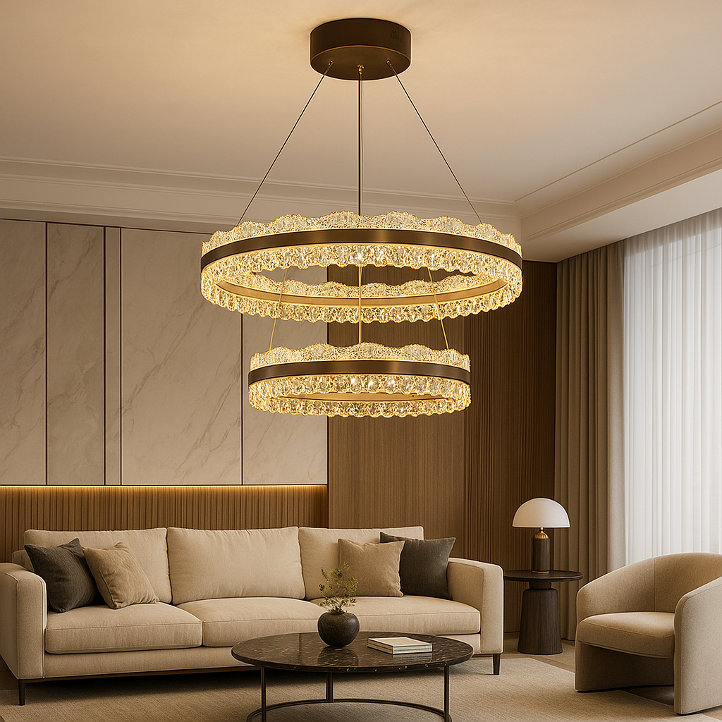 2-Tier Chandelier | Elegant Design with Dimmable LED Lighting 0