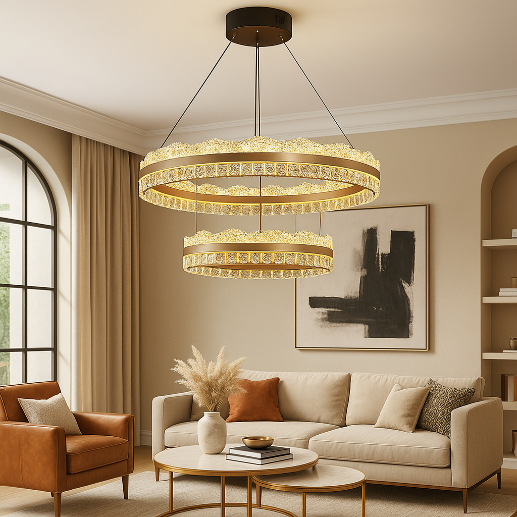 2-Tier Chandelier | Elegant Design with Dimmable LED Lighting 1