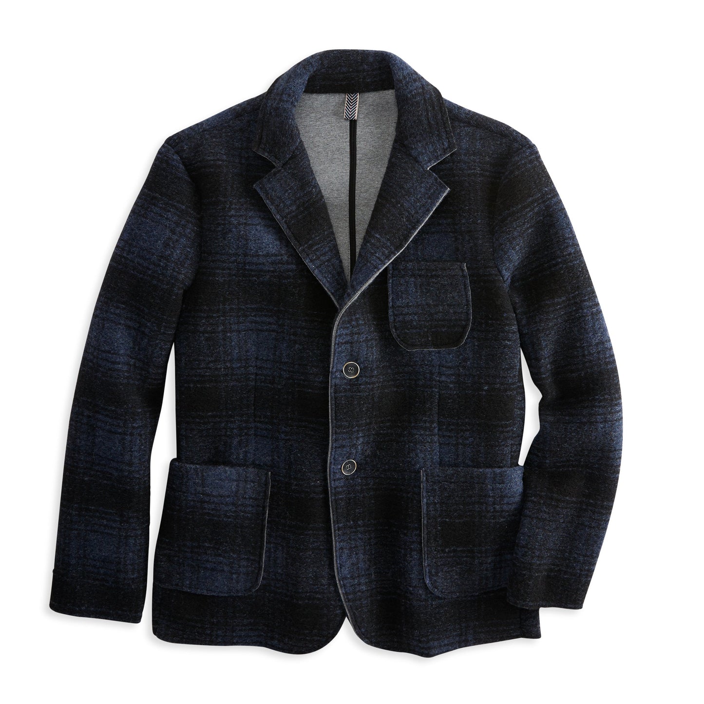 Boiled Wool Plaid Blazer