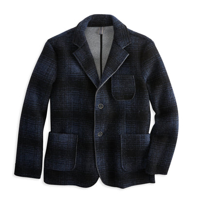 Boiled Wool Plaid Blazer