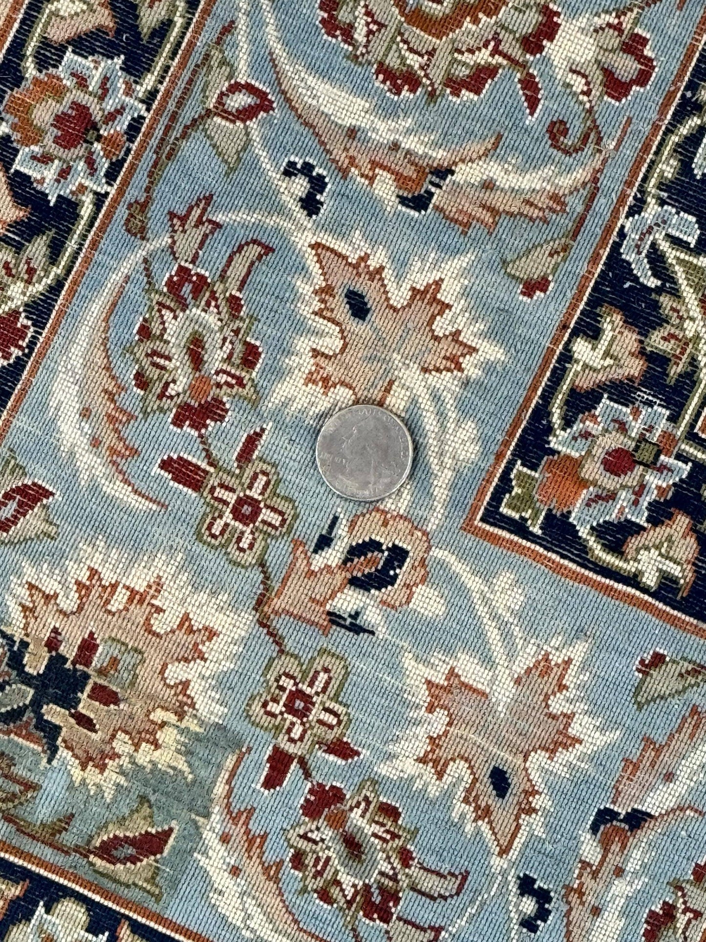 Persian Isfahan Pictorial Rug, Two Lovers, Kork Wool on Silk Foundation, Ivory and Light Blue, 500 KPSI Super Fine