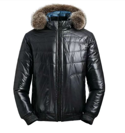 Jacke mit echtem Pelzbesatz und Kamelhaareinlage