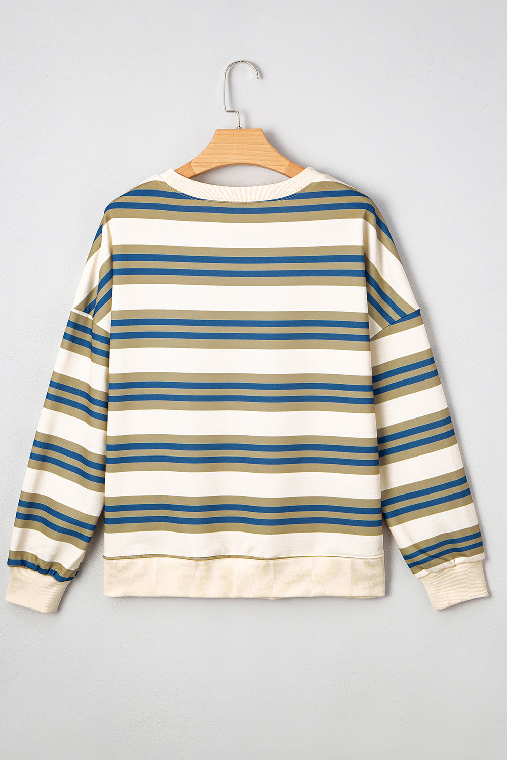 Rose gestreifter Pullover mit Rundhalsausschnitt