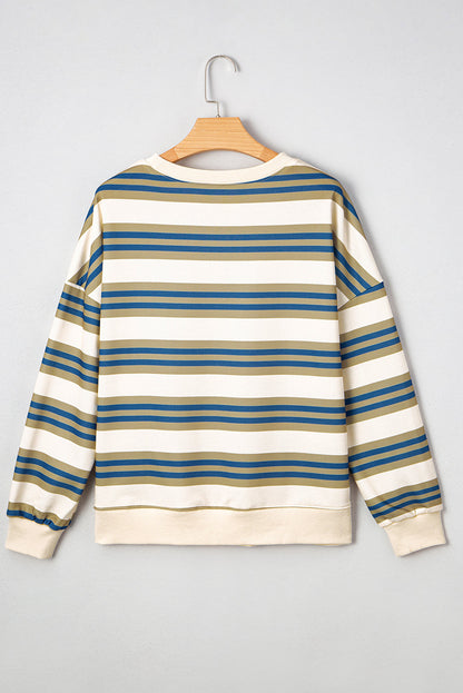 Rose gestreifter Pullover mit Rundhalsausschnitt