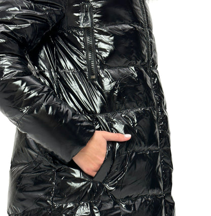 Parka en duvet de renard argenté véritable Onyx 107cm