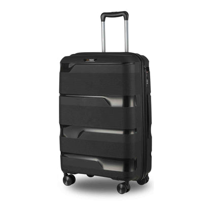Valise rigide noire de 24 pouces avec roulettes 360° et serrure TSA