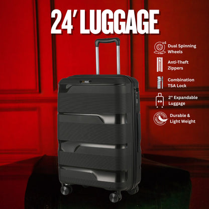 Black Hardcase Roller Luggage Set (28', 24' and 20')