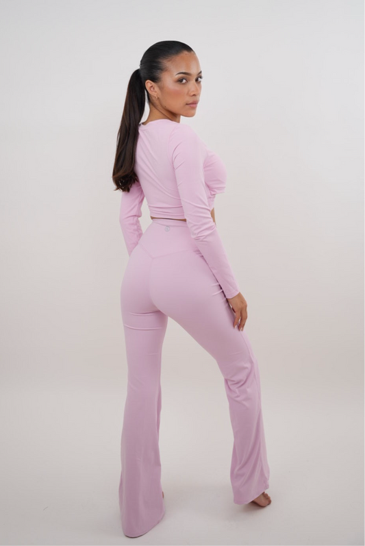 I Am Present Pink Stretch Flare Legging