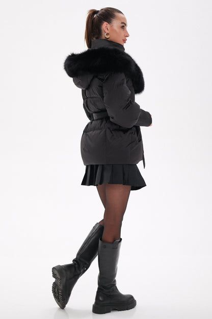 Pre-Order. Re-Stock Ships October 20. Amanda Genuine Fur Trim Down Fill Coat