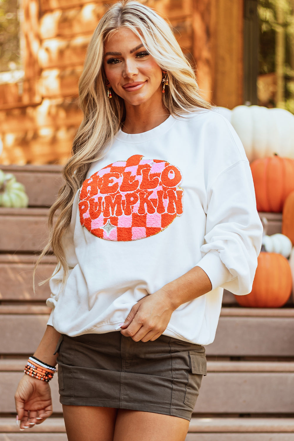 Bluza z kapturem Blair Halloween z łatami i dynią