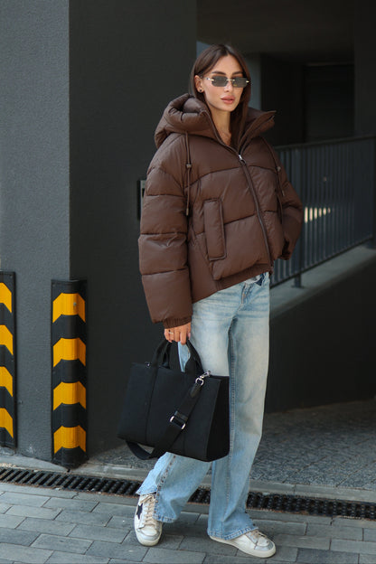 Giacca Imbottita Bio-Piuma Isolata al Cioccolato Fondente