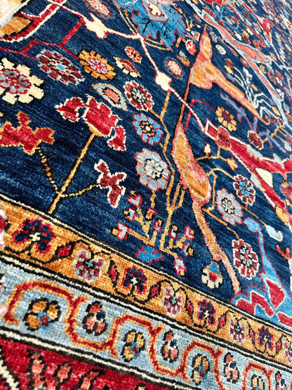 Hand-Knotted Afghani Bidjar Wool Rug – 9’x12’ – Intricate Geometric & Floral Motifs