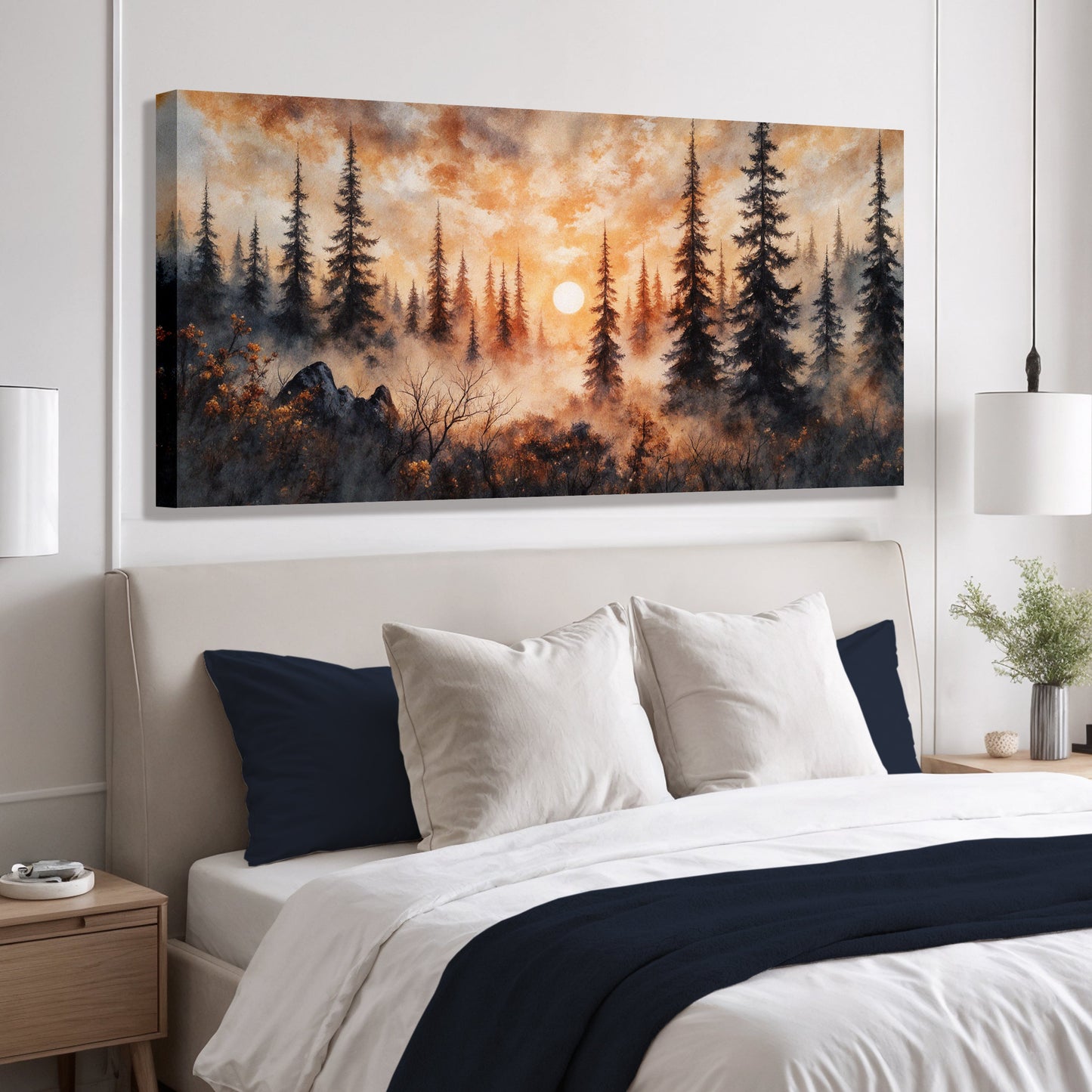 Arte da parete tramonto rustico nella foresta