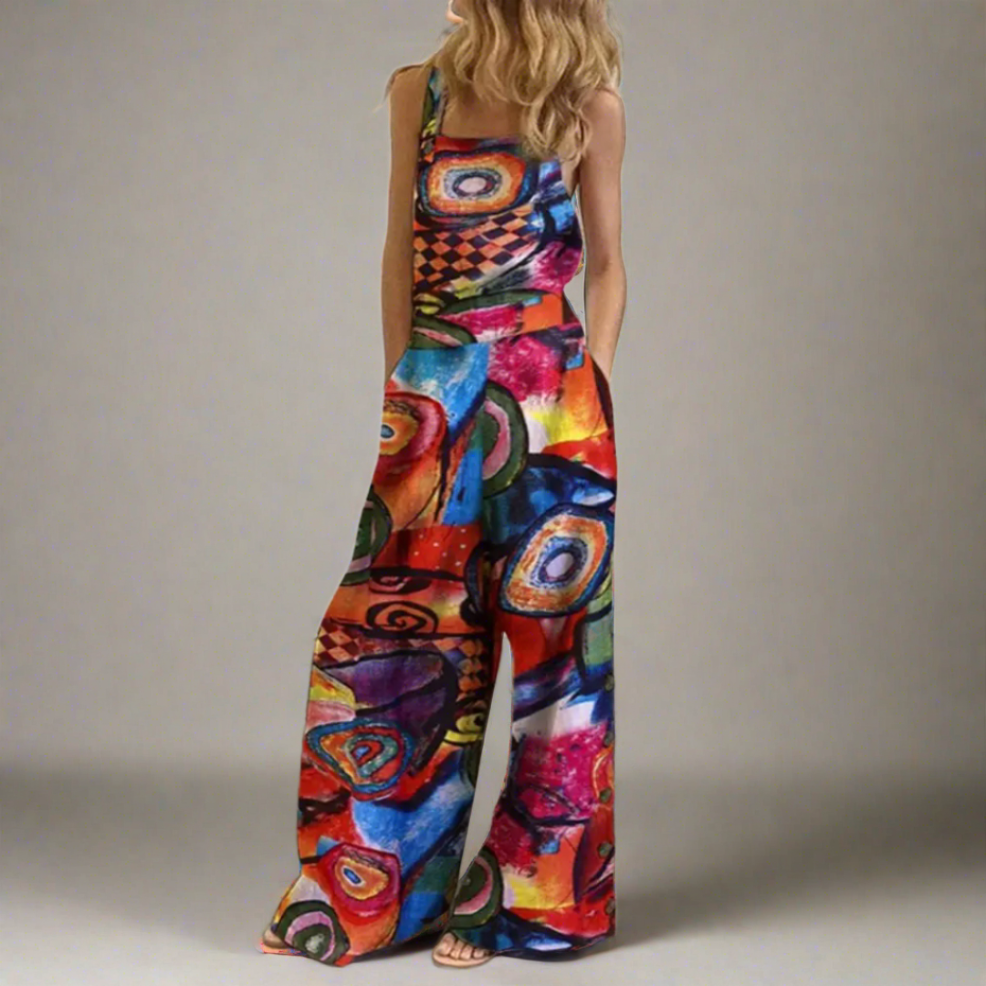 CALISTA | Abstracte open rug jumpsuit