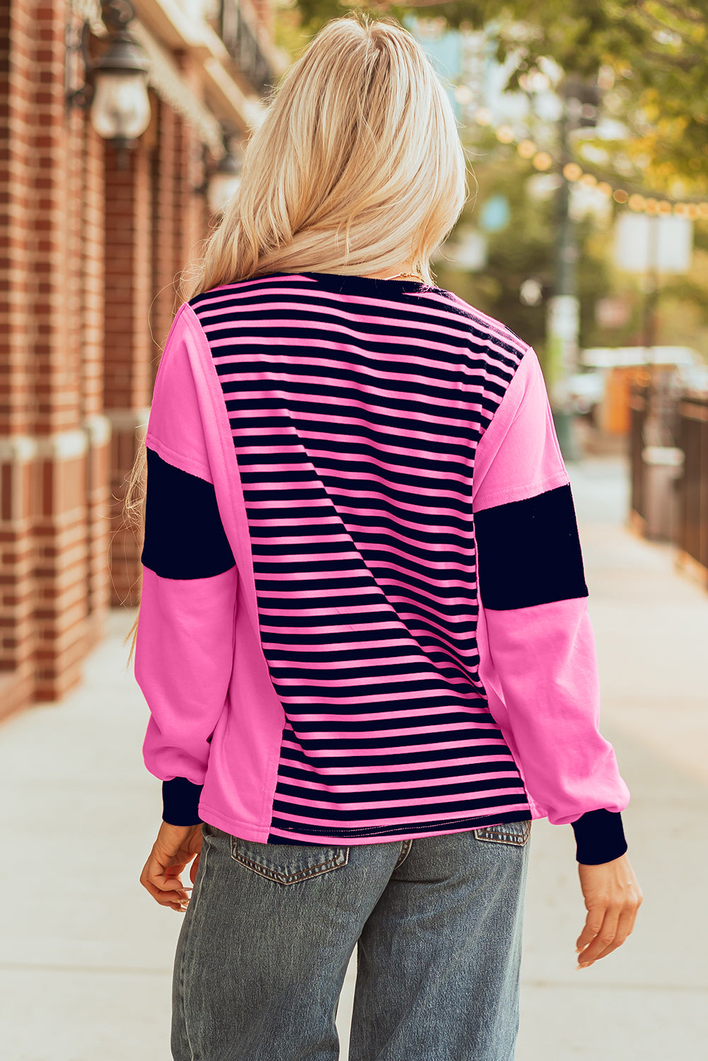 Luźna bluzka Haven Stripe z długim rękawem