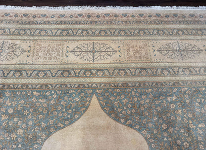 Palace Size Pak Persian Rug 12x18, Haji Jalili Design, Pakistani Carpet, Oat and Light Blue, Fine 260 KPSI