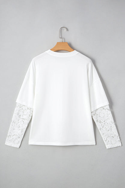 Hallie Spitzen-Longsleeve mit Einsatz und überschnittenen Schultern