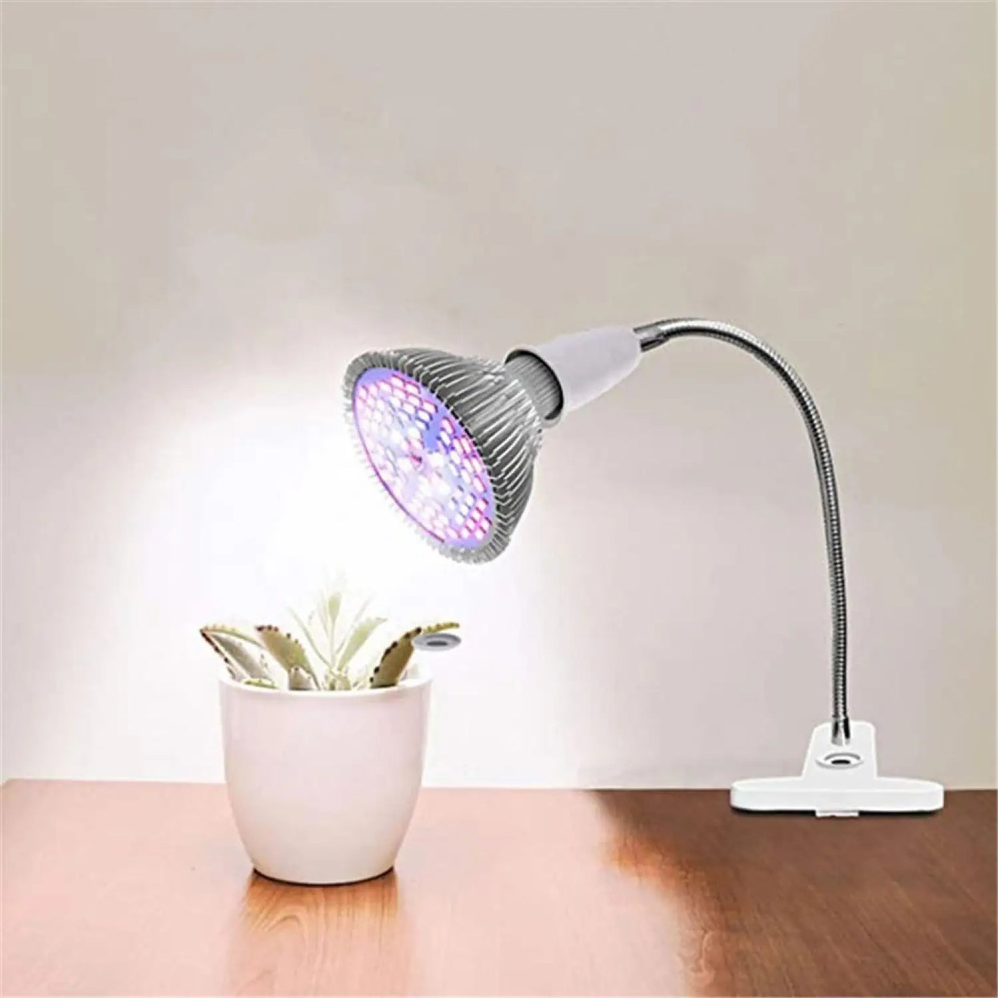 360° flexibel LED växtlampa med E27-sockel, klämma med svanhals och strömbrytare