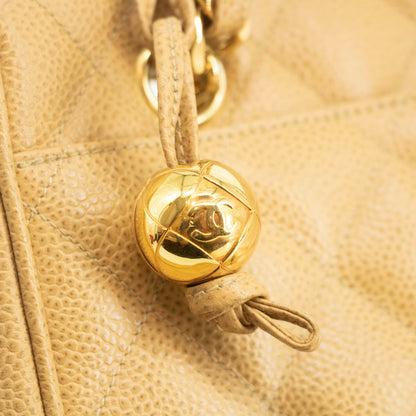 Chanel Beige Caviar Skin Quilted Matelase Shoulder Bag #3971