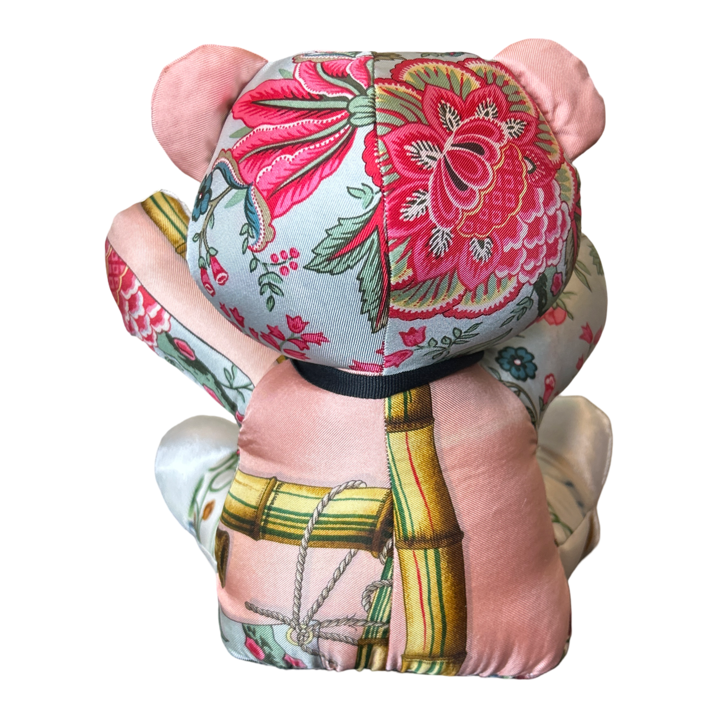 Chinoiserie Vintage Silk Scarf Patchwork Teddy Bear