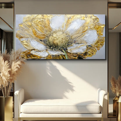 Golden Dandelion Minimalist Abstract Wall Art IX