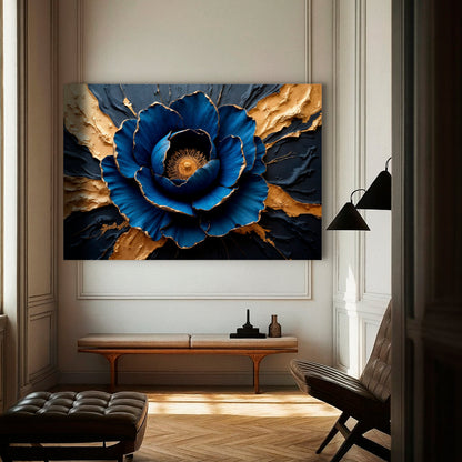 Sapphirowy Kwiat Impasto Sztuka Ścienna