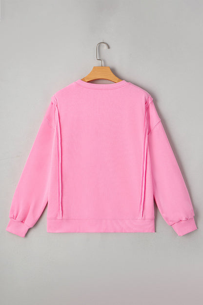 Brianna Spitzen-Schleife besticktes Sweatshirt mit sichtbarer Naht