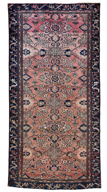 4' 4 x 9' 3 Hand Knotted Ultra Vintage Persian Wool Runner Rug