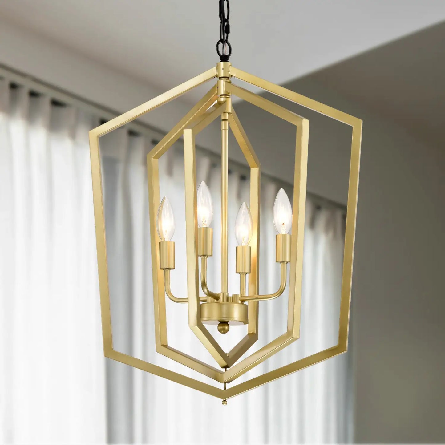 4-ljuss lantlig takkrona hängande lampor pendel med modern design